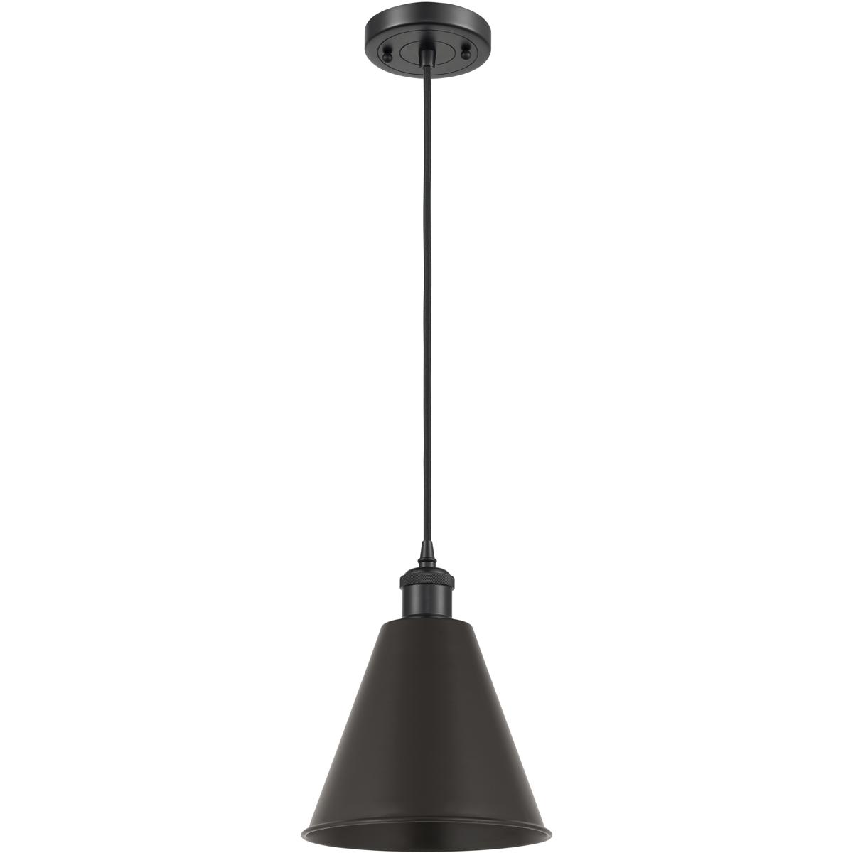 Innovations Lighting 516-1P-BK-MBC-8-BK-LED Ballston Cone LED 8 inch Matte Black Mini Pendant Ceiling Light