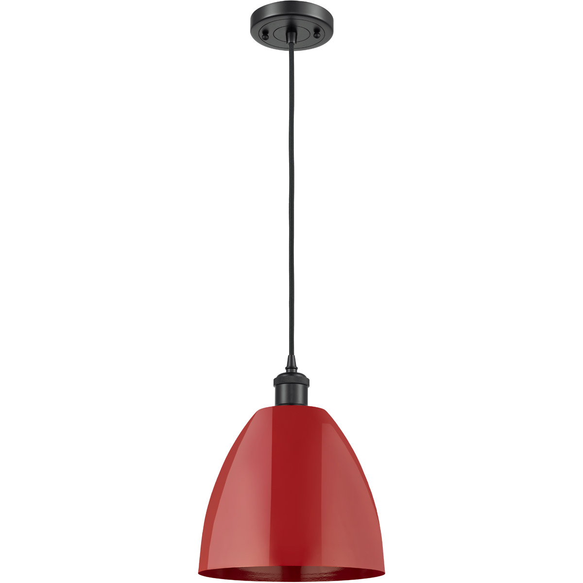 Innovations Lighting 516-1P-BK-MBD-9-RD Ballston Plymouth Dome 1 Light 9 inch Matte Black Mini Pendant Ceiling Light in Matte Red