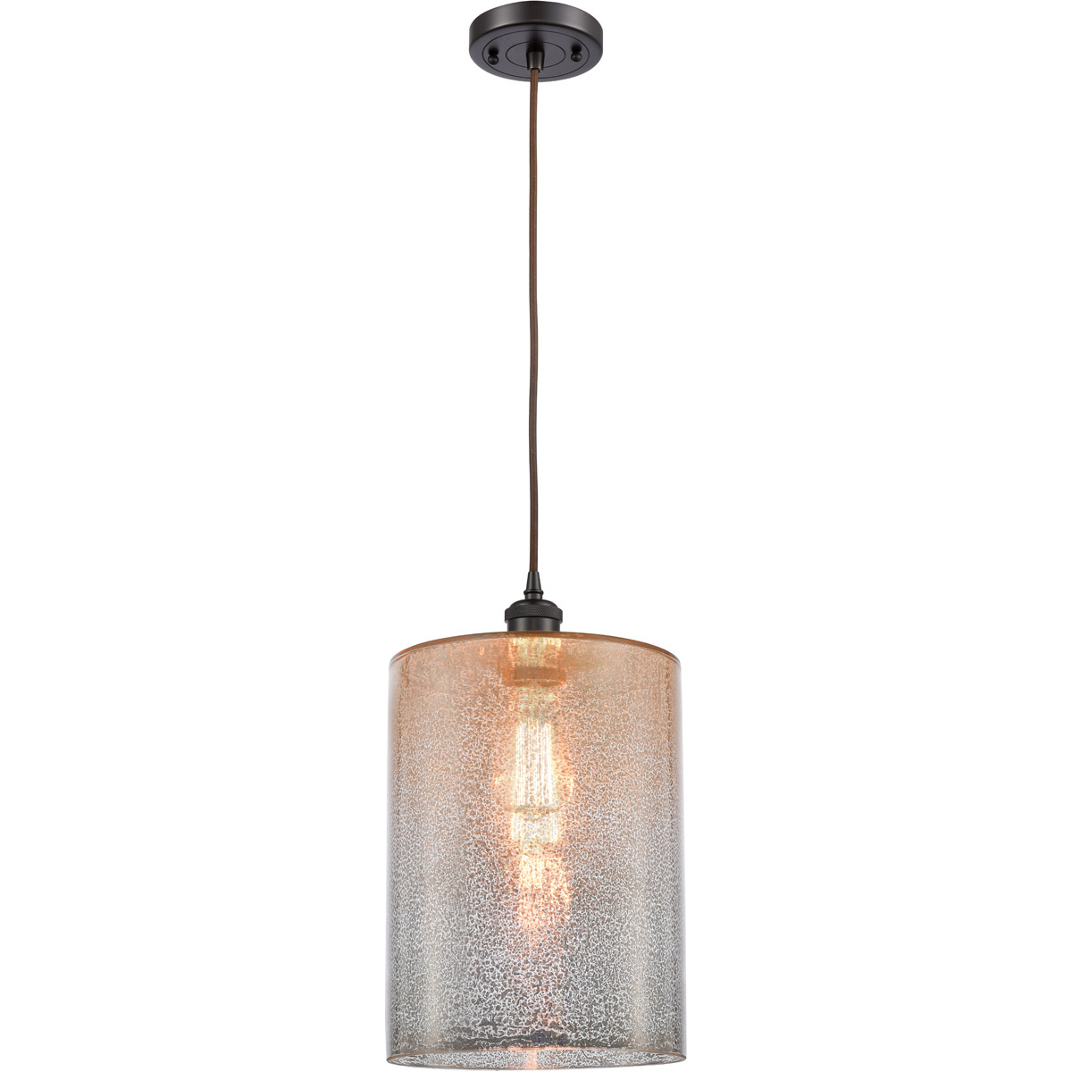 Innovations Lighting 516-1P-OB-G116-L-LED Ballston Large Cobbleskill LED 9 inch Oil Rubbed Bronze Mini Pendant Ceiling Light in Mercury Glass, Black T