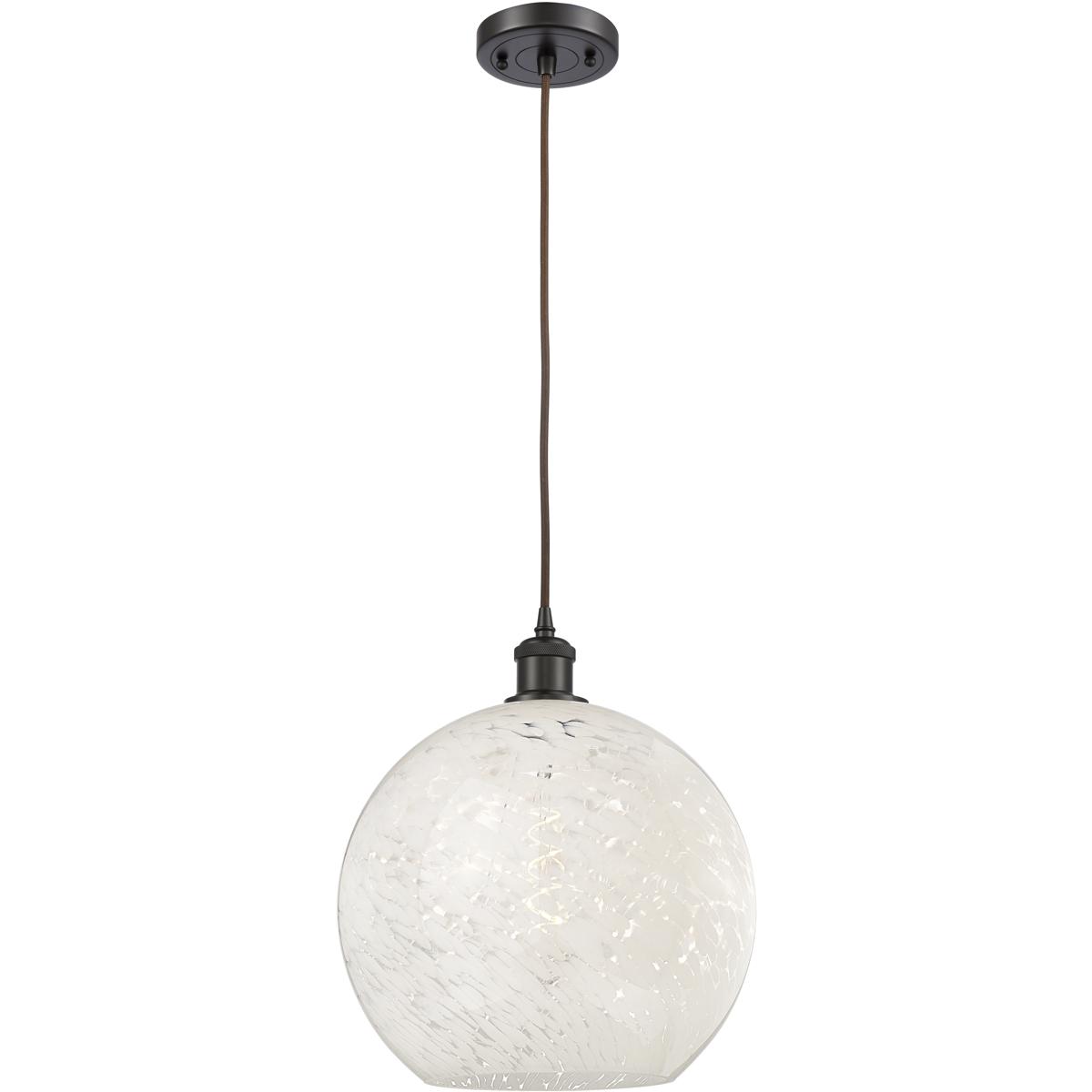 Innovations Lighting 516-1P-OB-G1216-12WM Ballston White Mouchette 1 Light 12 inch Oil Rubbed Bronze Cord Hung Pendant Ceiling Light