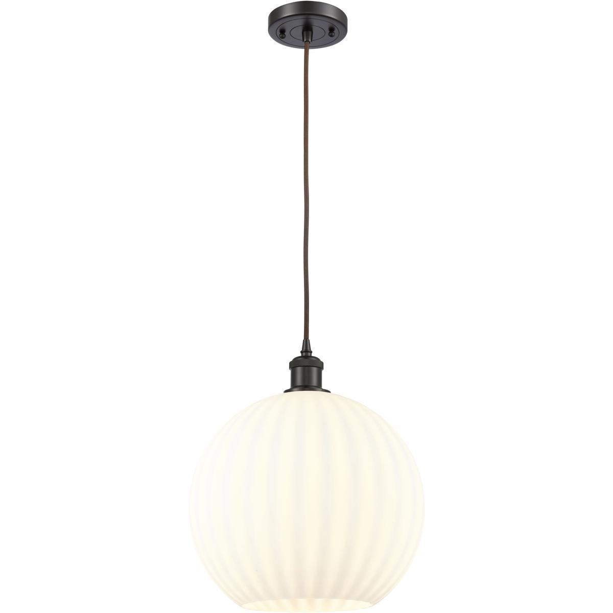 Innovations Lighting 516-1P-OB-G1217-12WV Ballston White Venetian 1 Light 12 inch Oil Rubbed Bronze Cord Hung Pendant Ceiling Light