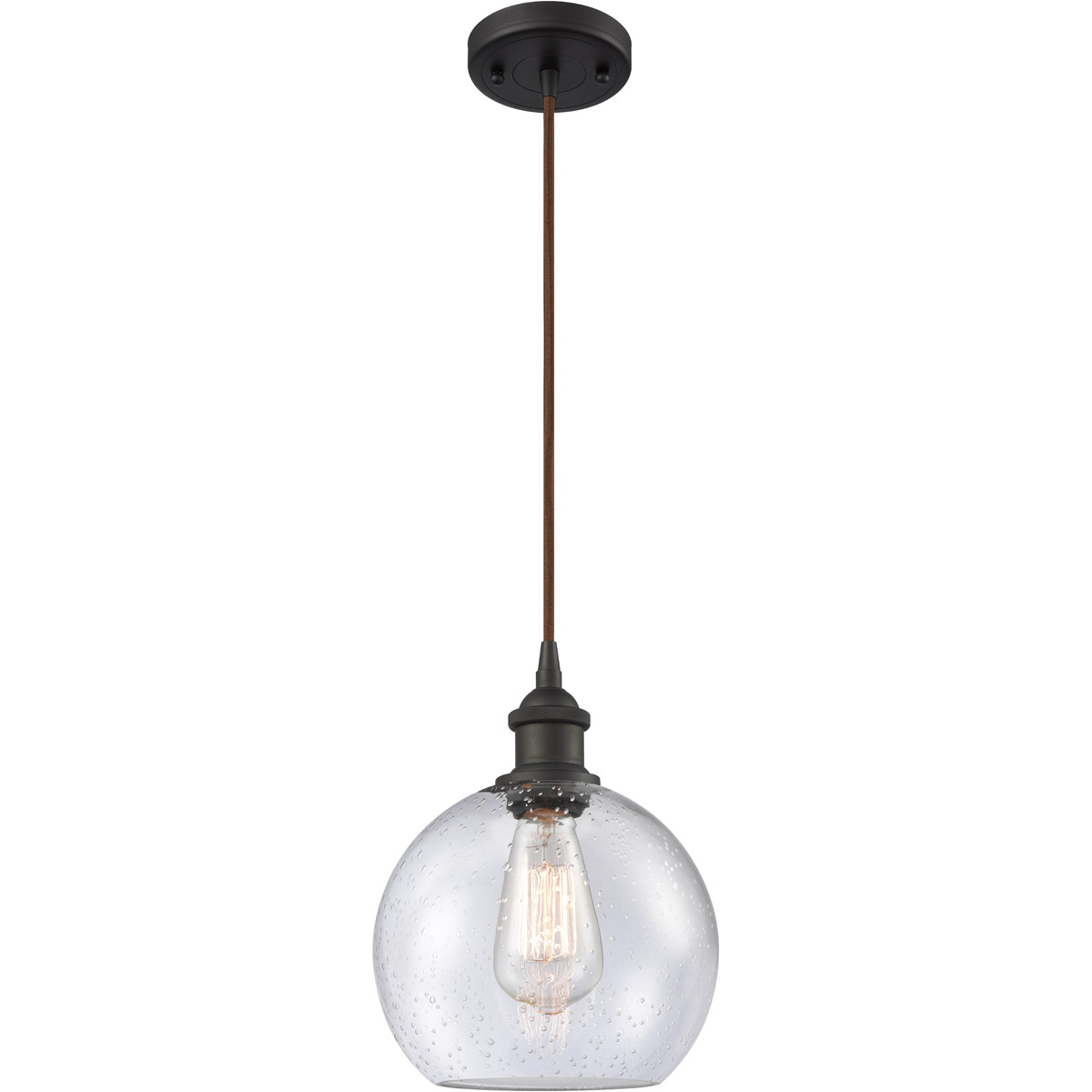 Innovations Lighting 516-1P-OB-G124 Ballston Athens 1 Light 8 inch Oil Rubbed Bronze Mini Pendant Ceiling Light in Seedy Glass, Ballston