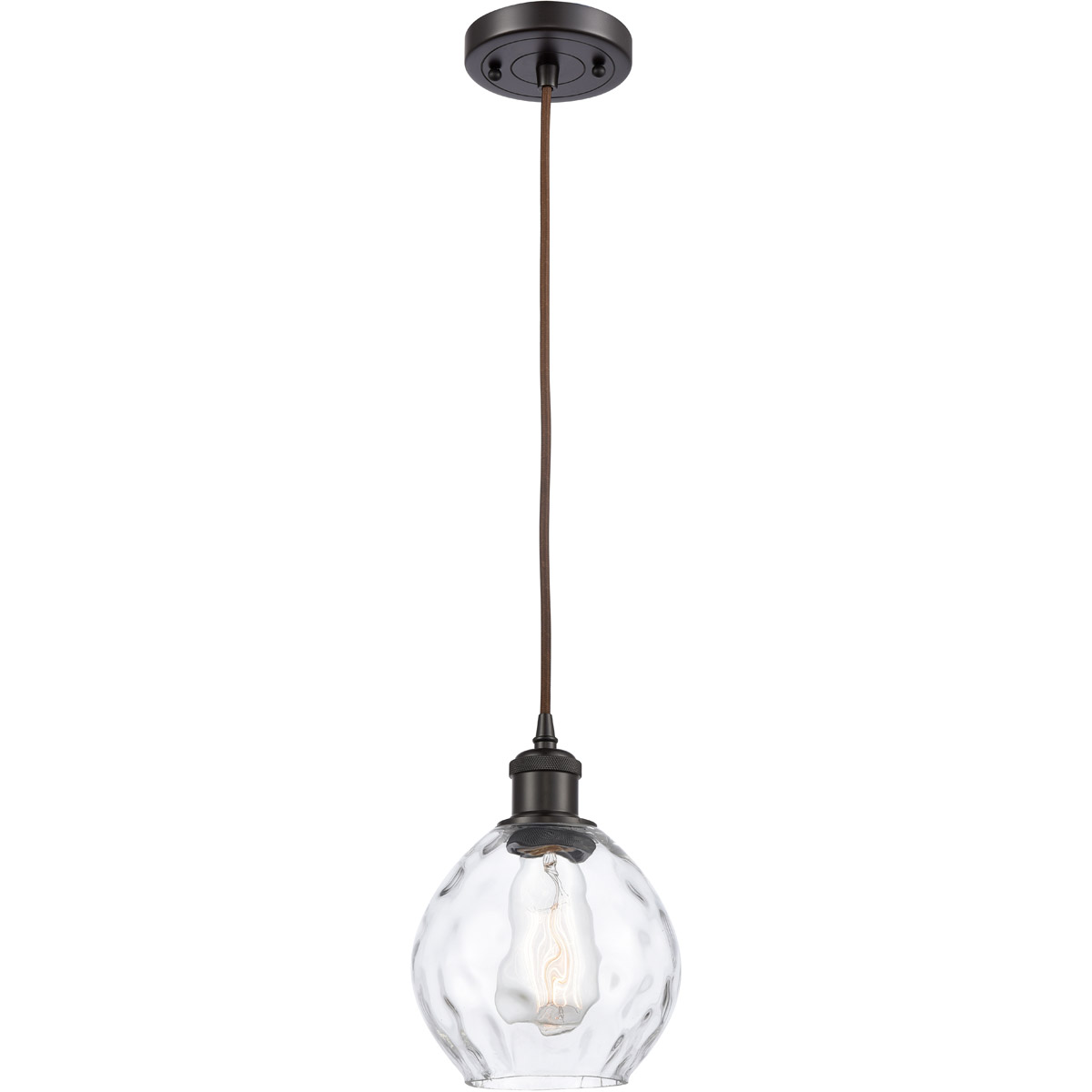 Innovations Lighting 516-1P-OB-G362-LED Ballston Small Waverly LED 6 inch Oil Rubbed Bronze Mini Pendant Ceiling Light in Black Textured, Ballston