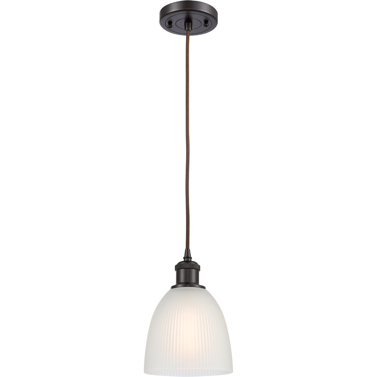 Innovations Lighting 516-1P-OB-G381-LED Ballston Castile LED 6 inch Oil Rubbed Bronze Mini Pendant Ceiling Light in White Glass, Black Textured, Balls
