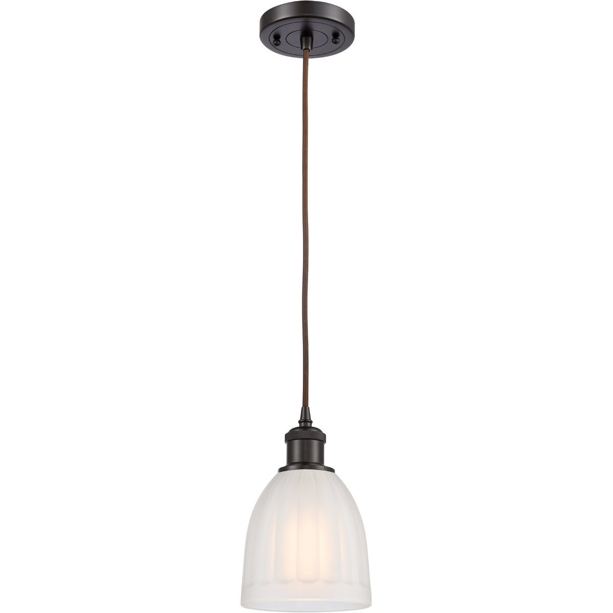 Innovations Lighting 516-1P-OB-G441-LED Ballston Brookfield LED 5.75 inch Oil Rubbed Bronze Mini Pendant Ceiling Light in White Glass, Black Textured,