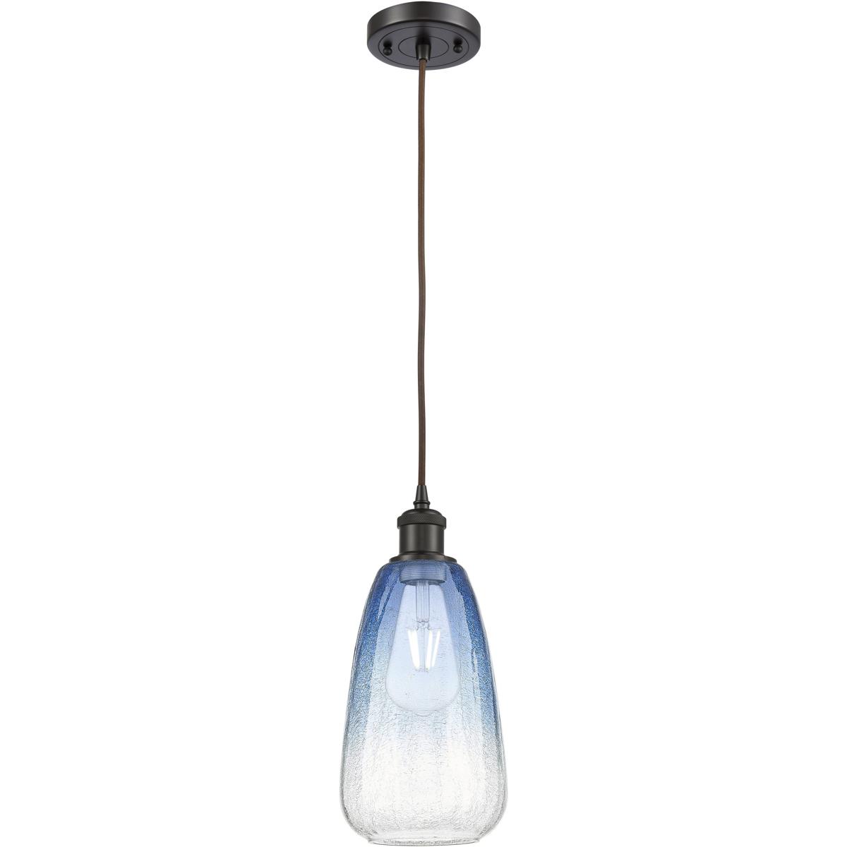 Innovations Lighting 516-1P-OB-G480-6SB Ballston Brookhaven Almond 1 Light 6 inch Oil Rubbed Bronze Mini Pendant Ceiling Light in Sapphire Blue Glass