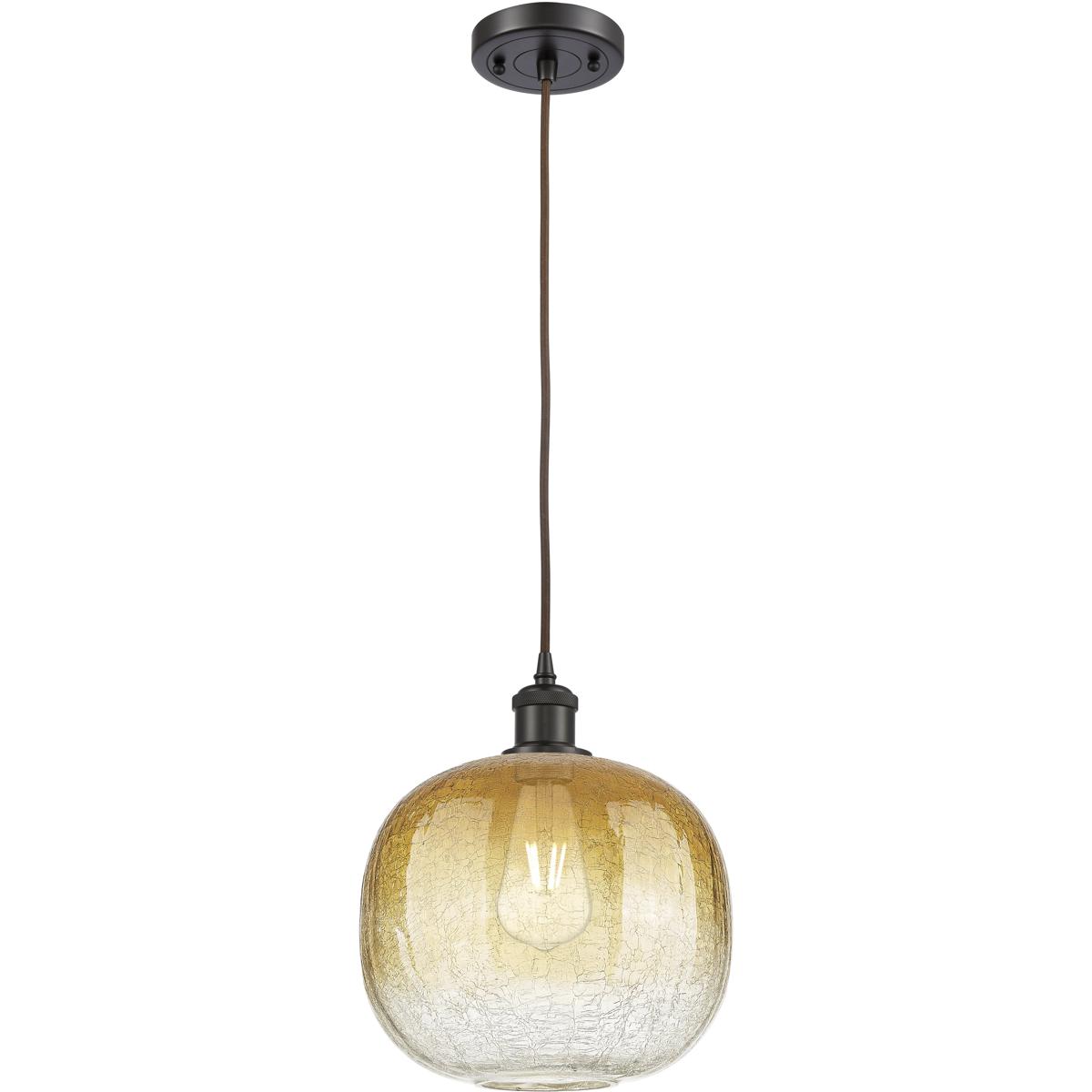 Innovations Lighting 516-1P-OB-G481-10AM Ballston Brookhaven Sphere 1 Light 10.5 inch Oil Rubbed Bronze Mini Pendant Ceiling Light in Amber Glass
