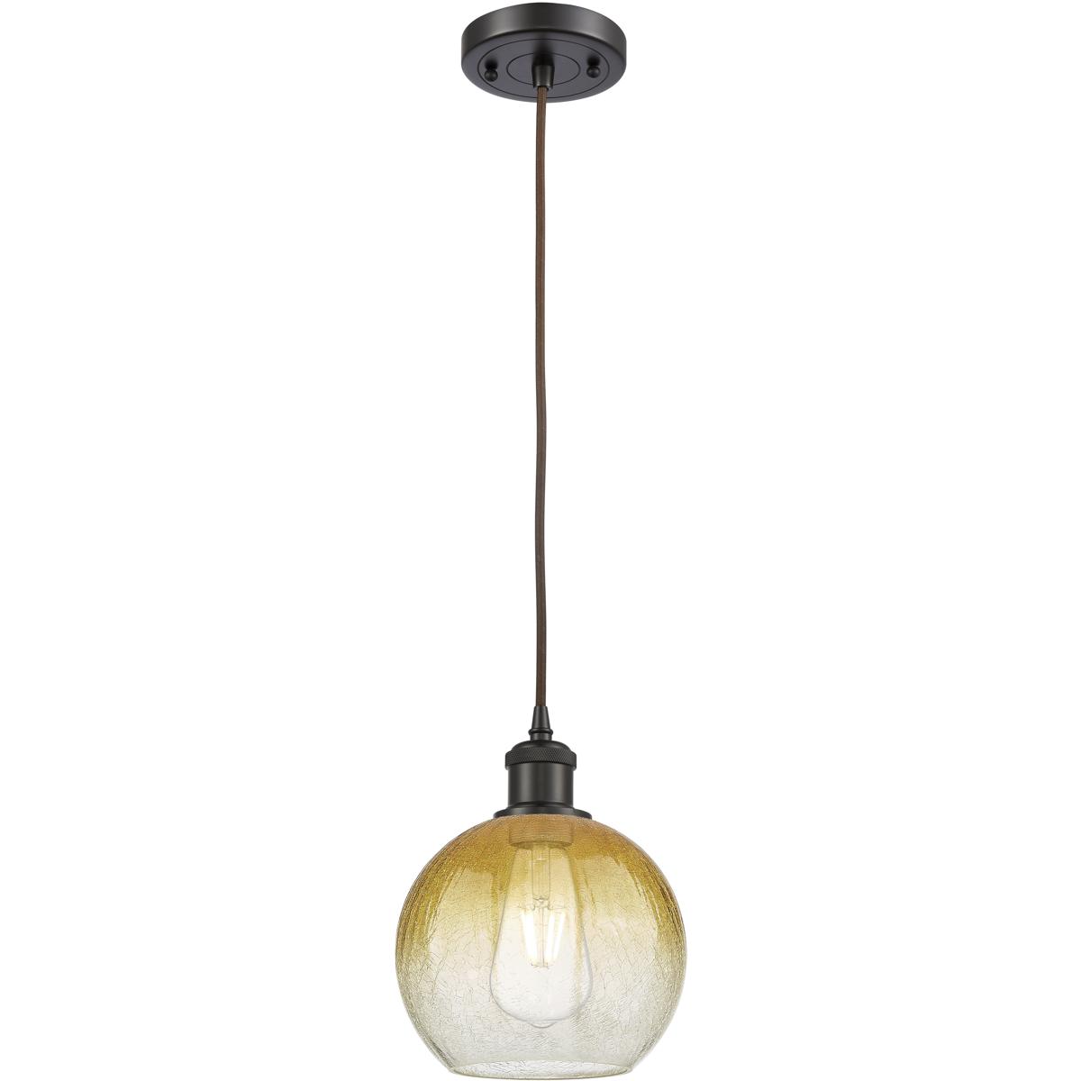Innovations Lighting 516-1P-OB-G483-8AM Ballston Brookhaven Globe 1 Light 7.88 inch Oil Rubbed Bronze Mini Pendant Ceiling Light in Amber Glass