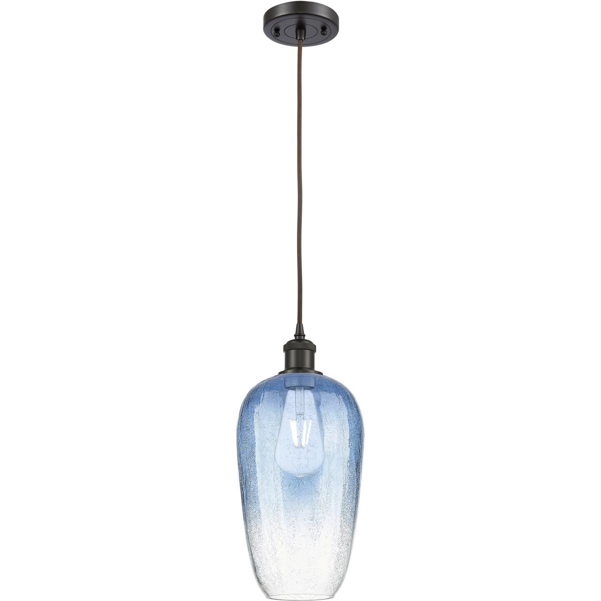 Innovations Lighting 516-1P-OB-G484-7SB Ballston Brookhaven Flute 1 Light 7 inch Oil Rubbed Bronze Mini Pendant Ceiling Light in Sapphire Blue Glass