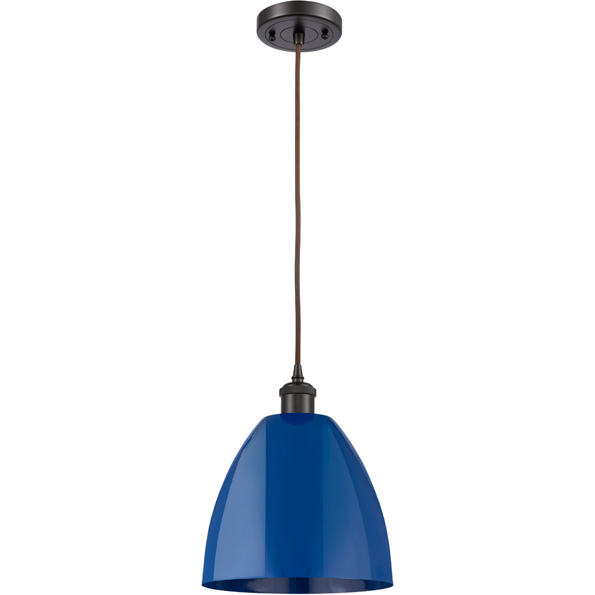 Innovations Lighting 516-1P-OB-MBD-9-BL Ballston Plymouth Dome 1 Light 9 inch Oil Rubbed Bronze Mini Pendant Ceiling Light in Matte Blue
