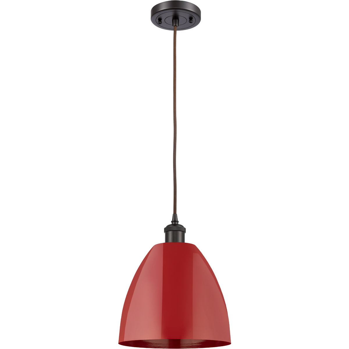 Innovations Lighting 516-1P-OB-MBD-9-RD Ballston Plymouth Dome 1 Light 9 inch Oil Rubbed Bronze Mini Pendant Ceiling Light in Matte Red
