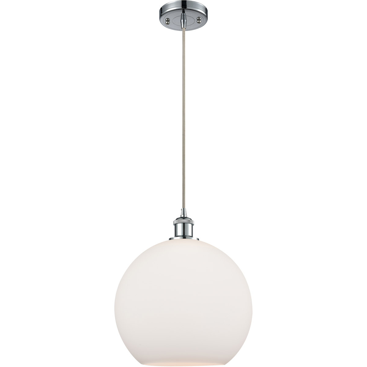 Innovations Lighting 516-1P-PC-G121-12-LED Ballston Athens LED 11.75 inch Polished Chrome Mini Pendant Ceiling Light in Matte White Glass, Silver