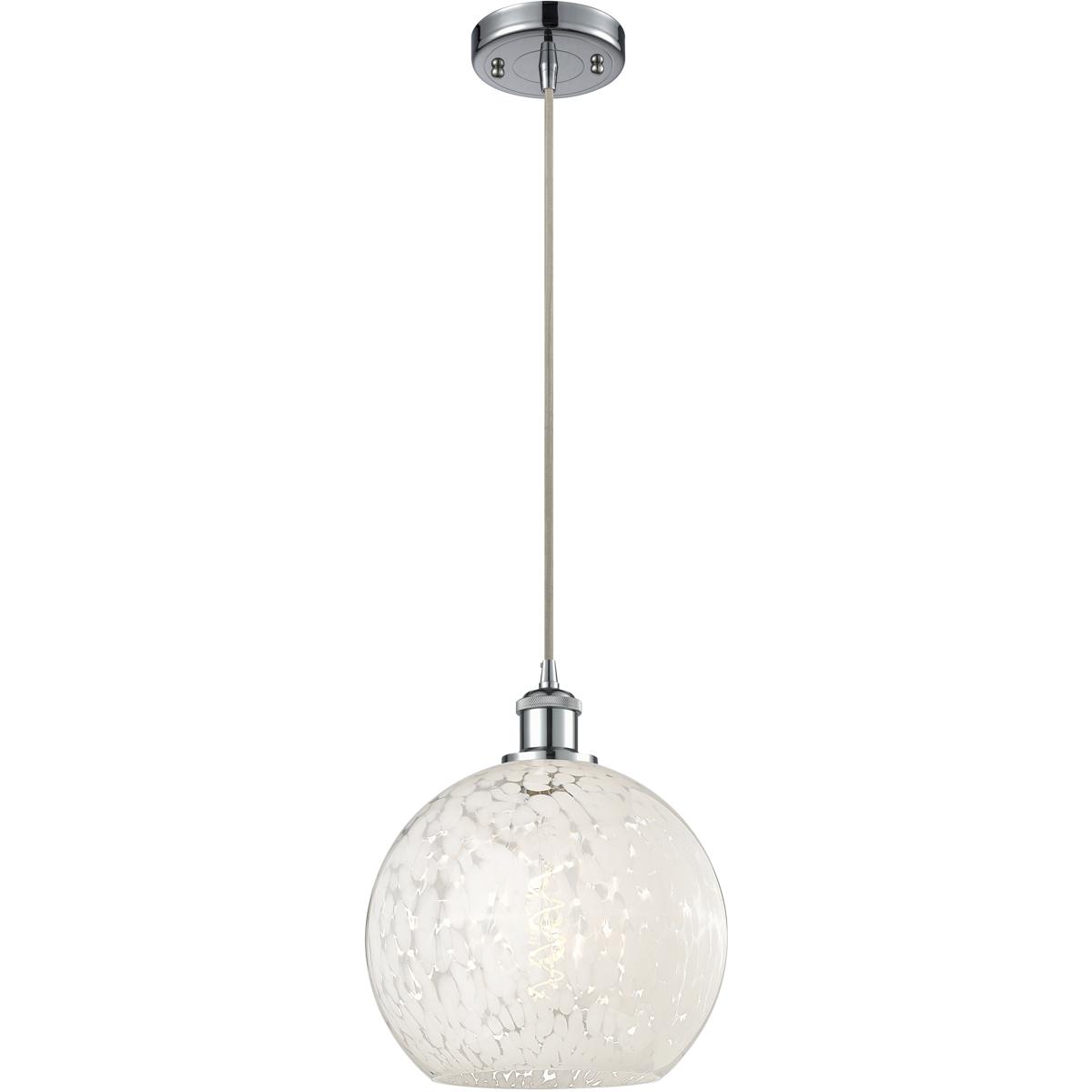 Innovations Lighting 516-1P-PC-G1216-10WM Ballston White Mouchette 1 Light 10 inch Polished Chrome Cord Hung Mini Pendant Ceiling Light