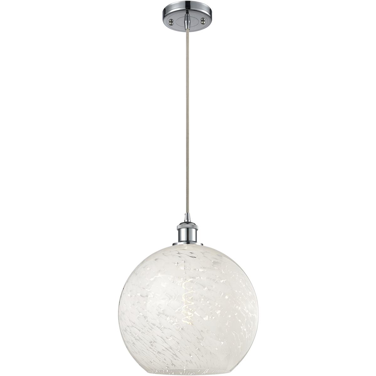 Innovations Lighting 516-1P-PC-G1216-12WM Ballston White Mouchette 1 Light 12 inch Polished Chrome Cord Hung Pendant Ceiling Light