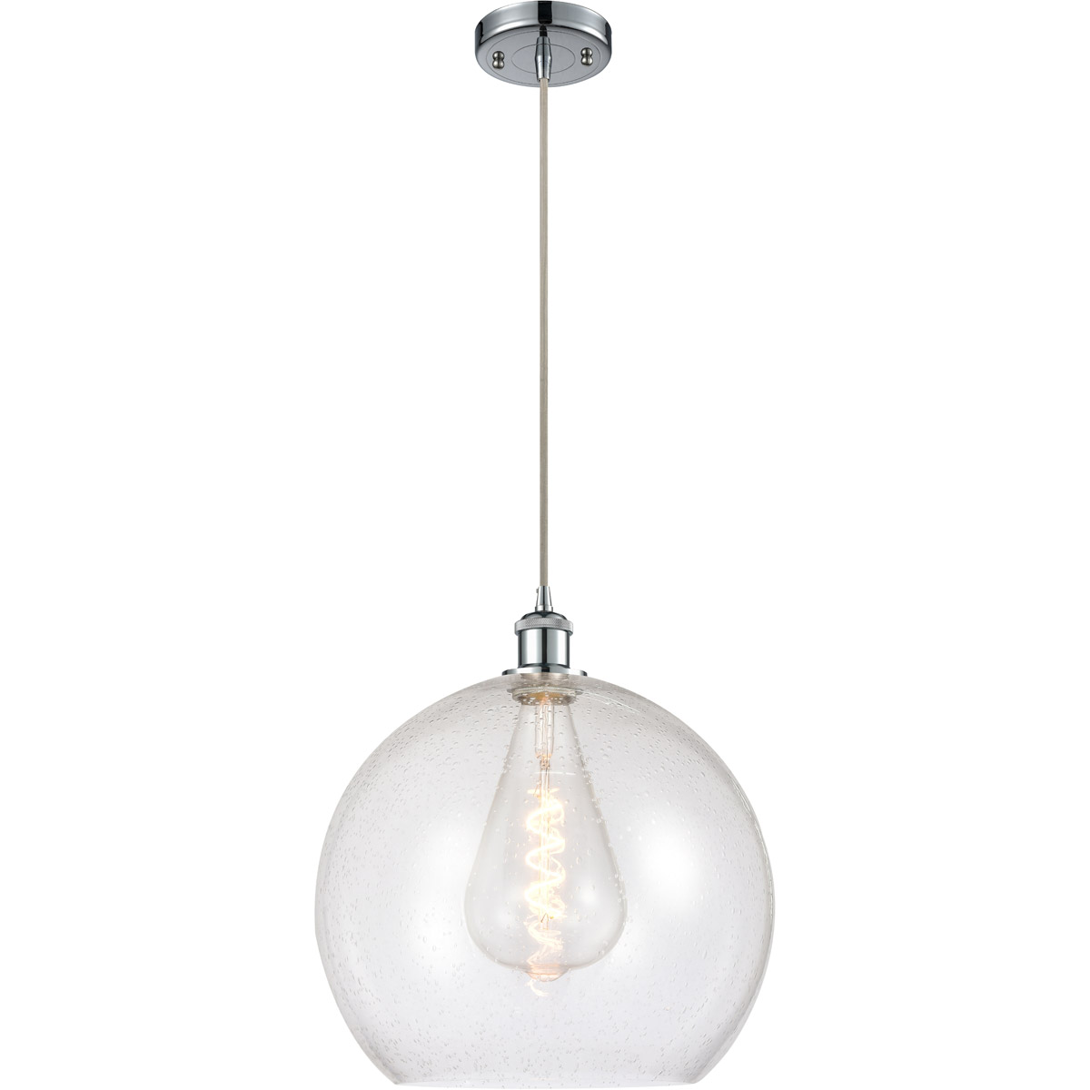 Innovations Lighting 516-1P-PC-G124-14 Ballston Athens 1 Light 14 inch Polished Chrome Pendant Ceiling Light in Seedy Glass
