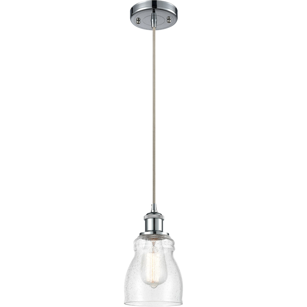 Innovations Lighting 516-1P-PC-G394-LED Ballston Ellery LED 5 inch Polished Chrome Mini Pendant Ceiling Light in Seedy Glass, Ballston