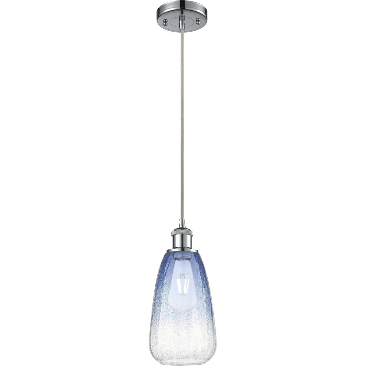 Innovations Lighting 516-1P-PC-G480-6SB Ballston Brookhaven Almond 1 Light 6 inch Polished Chrome Mini Pendant Ceiling Light in Sapphire Blue Glass