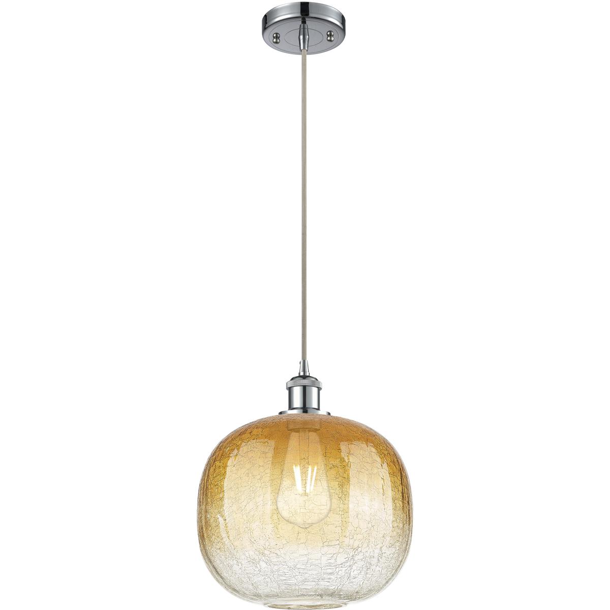 Innovations Lighting 516-1P-PC-G481-10AM Ballston Brookhaven Sphere 1 Light 10.5 inch Polished Chrome Mini Pendant Ceiling Light in Amber Glass
