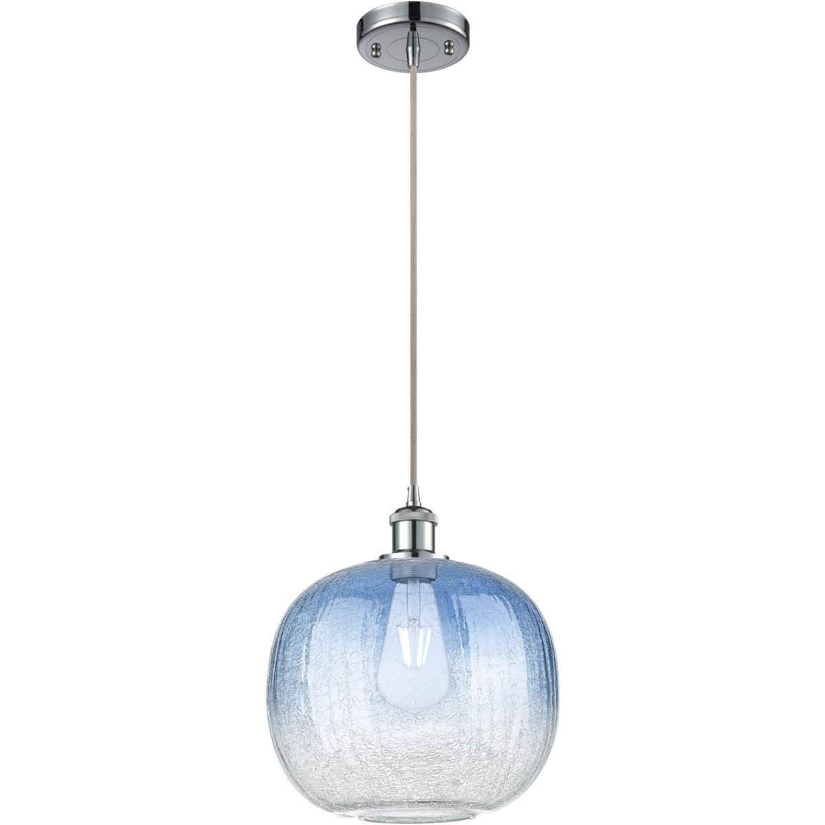 Innovations Lighting 516-1P-PC-G481-10SB Ballston Brookhaven Sphere 1 Light 10.5 inch Polished Chrome Mini Pendant Ceiling Light in Sapphire Blue Glas