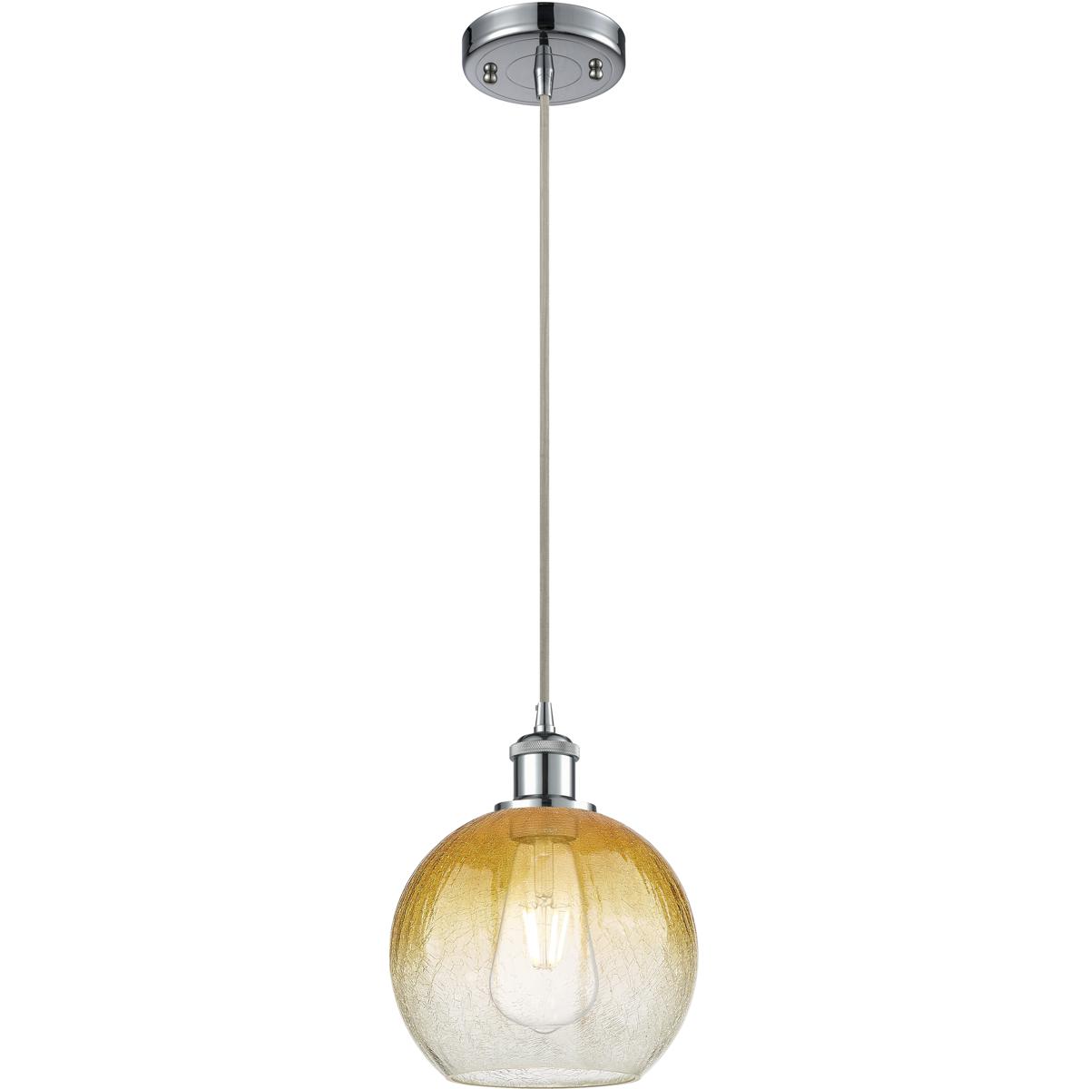 Innovations Lighting 516-1P-PC-G483-8AM Ballston Brookhaven Globe 1 Light 7.88 inch Polished Chrome Mini Pendant Ceiling Light in Amber Glass