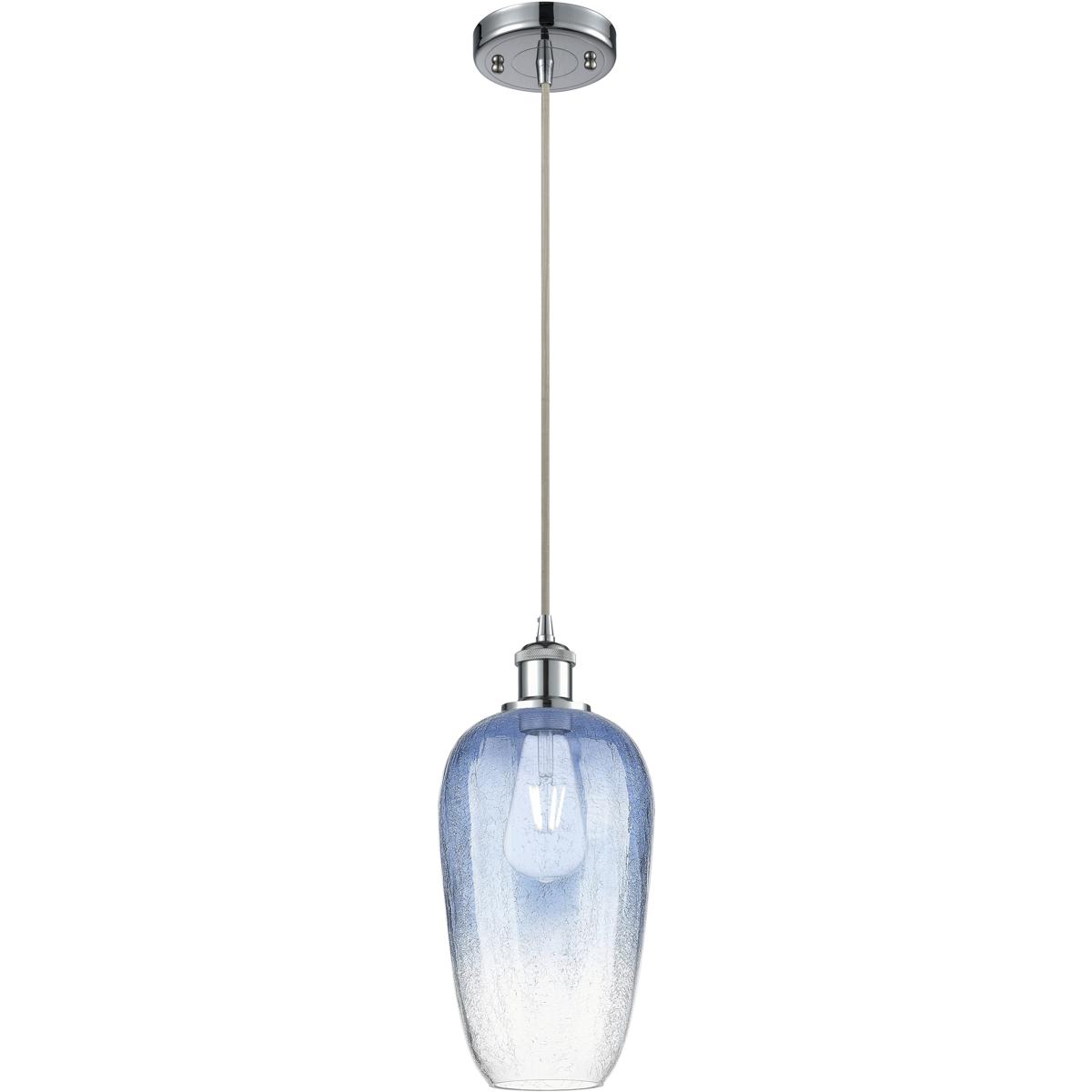 Innovations Lighting 516-1P-PC-G484-7SB Ballston Brookhaven Flute 1 Light 7 inch Polished Chrome Mini Pendant Ceiling Light in Sapphire Blue Glass