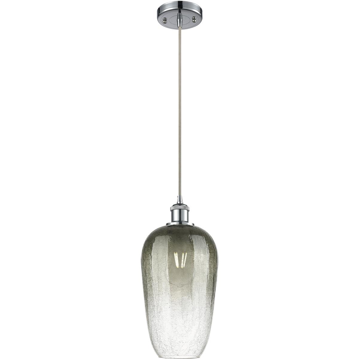 Innovations Lighting 516-1P-PC-G484-7SL Ballston Brookhaven Flute 1 Light 7 inch Polished Chrome Mini Pendant Ceiling Light in Slate Glass