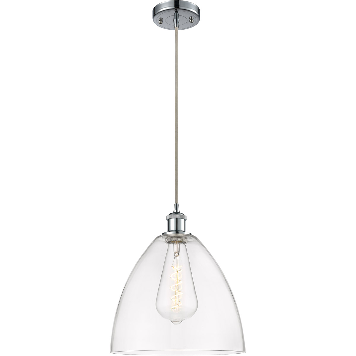 Innovations Lighting 516-1P-PC-GBD-122 Ballston Dome 1 Light 12 inch Polished Chrome Mini Pendant Ceiling Light in Clear Glass