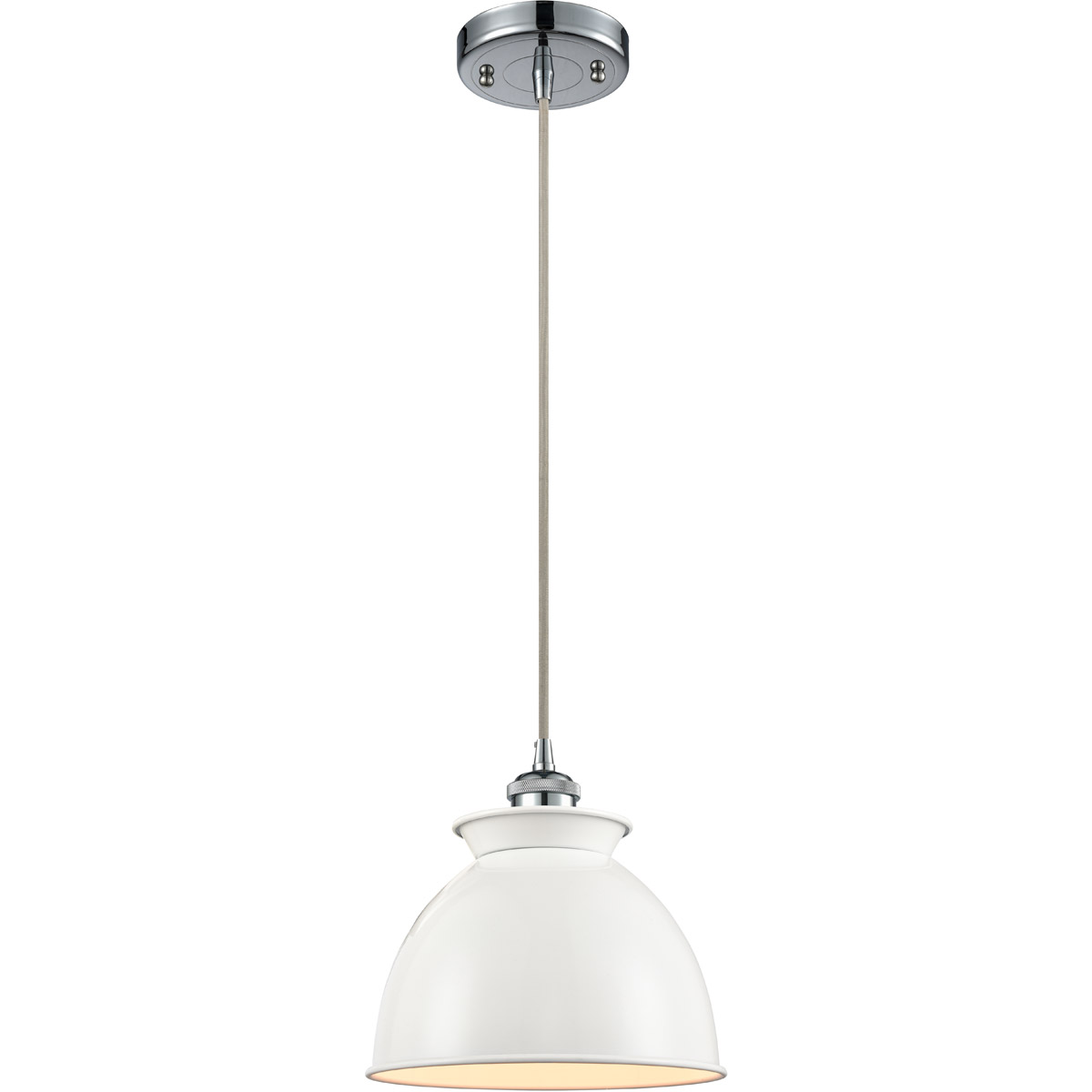 Innovations Lighting 516-1P-OB-M14-W-LED Ballston Adirondack LED 8 inch Oil Rubbed Bronze Mini Pendant Ceiling Light in Glossy White, Ballston