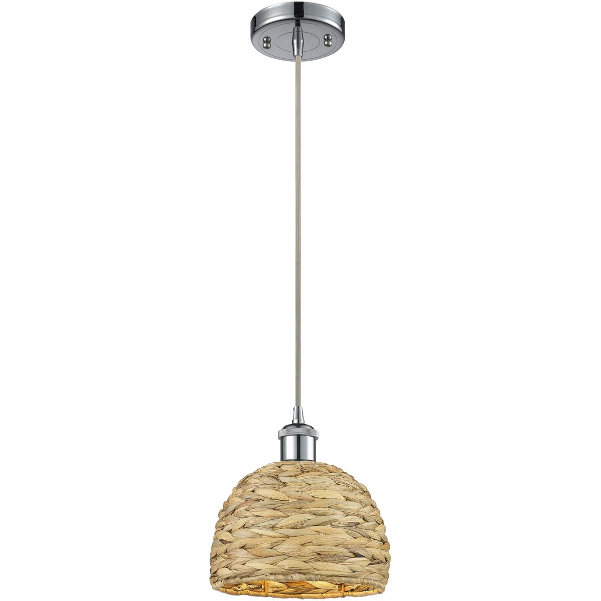 Innovations Lighting Bruno Marashlian Woven Rattan 8 Inch Mini Pendant Woven Rattan - 516-1P-PC-RBD-8-NAT - Farmhouse