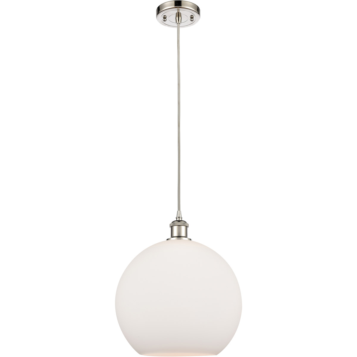 Innovations Lighting 516-1P-PN-G121-12-LED Ballston Athens LED 11.75 inch Polished Nickel Mini Pendant Ceiling Light in Matte White Glass, Silver