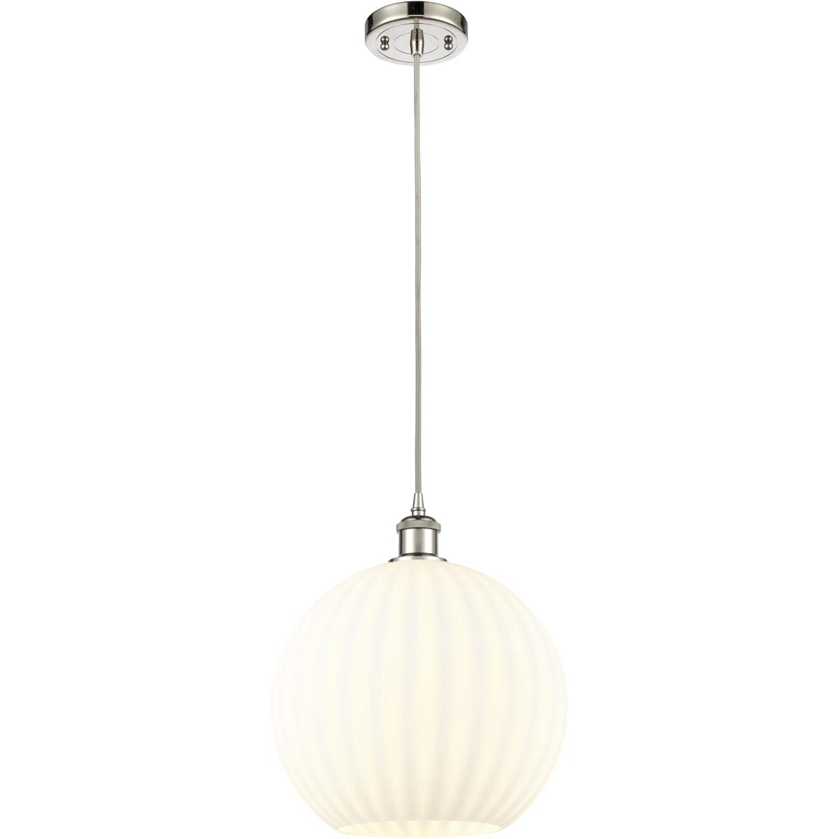 Innovations Lighting 516-1P-PN-G1217-12WV Ballston White Venetian 1 Light 12 inch Polished Nickel Cord Hung Pendant Ceiling Light