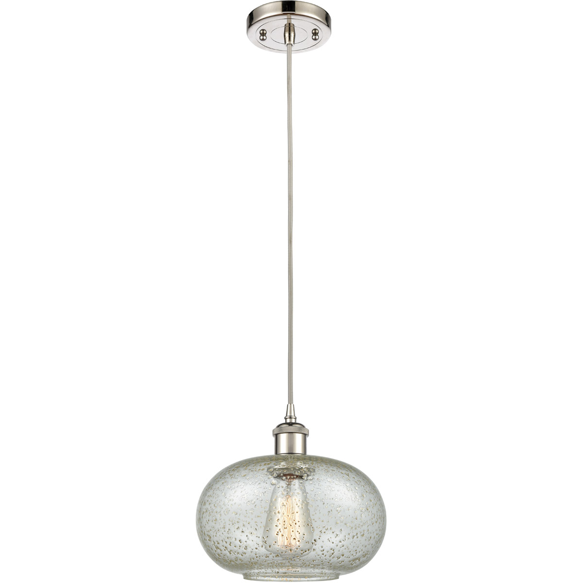 Innovations Lighting 516-1P-PN-G249-LED Ballston Gorham LED 9.5 inch Polished Nickel Mini Pendant Ceiling Light in Mica Glass, Silver, Ballston