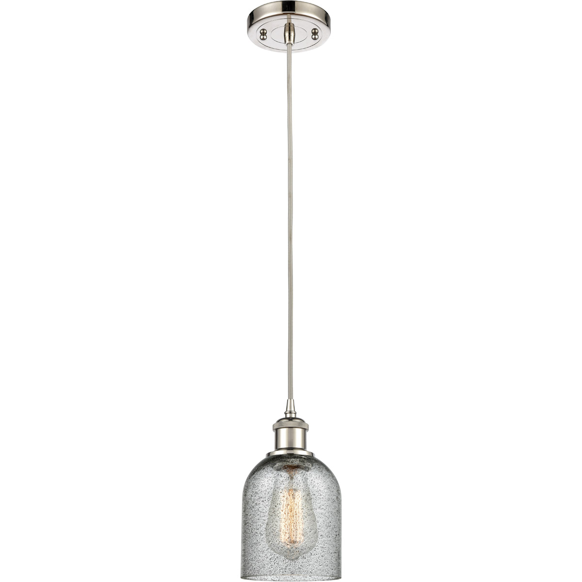Innovations Lighting 516-1P-PN-G257 Ballston Caledonia 1 Light 5 inch Polished Nickel Mini Pendant Ceiling Light in Charcoal Glass, Ballston