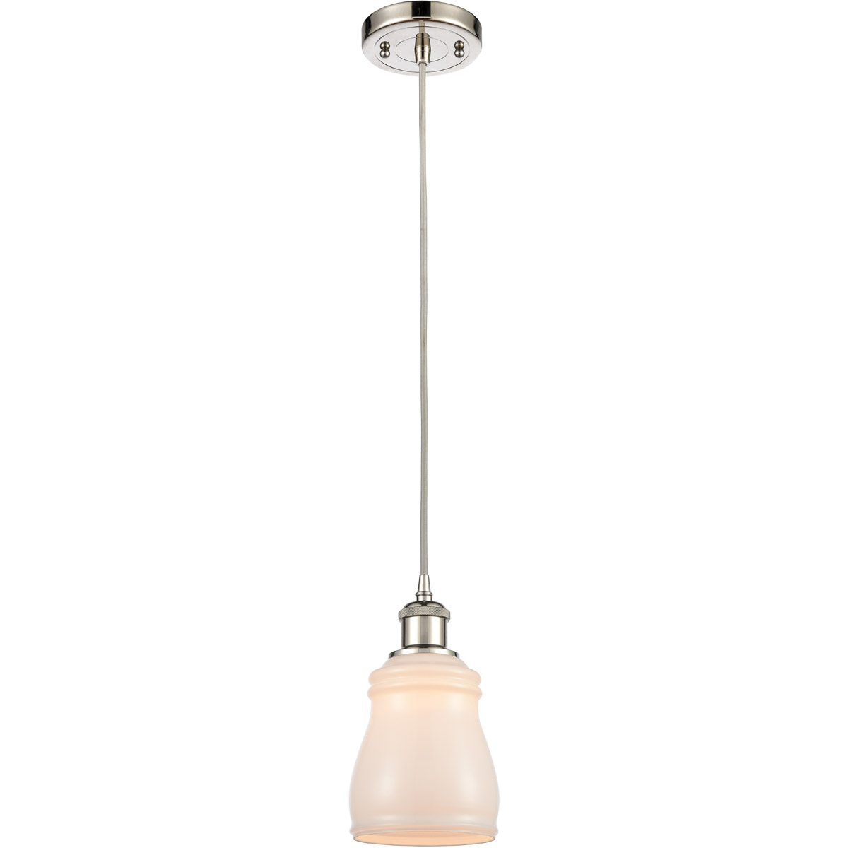 Innovations Lighting 516-1P-PN-G391 Ballston Ellery 1 Light 5 inch Polished Nickel Mini Pendant Ceiling Light in White Glass, Ballston