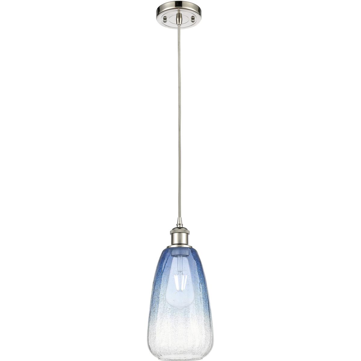 Innovations Lighting 516-1P-PN-G480-6SB Ballston Brookhaven Almond 1 Light 6 inch Polished Nickel Mini Pendant Ceiling Light in Sapphire Blue Glass