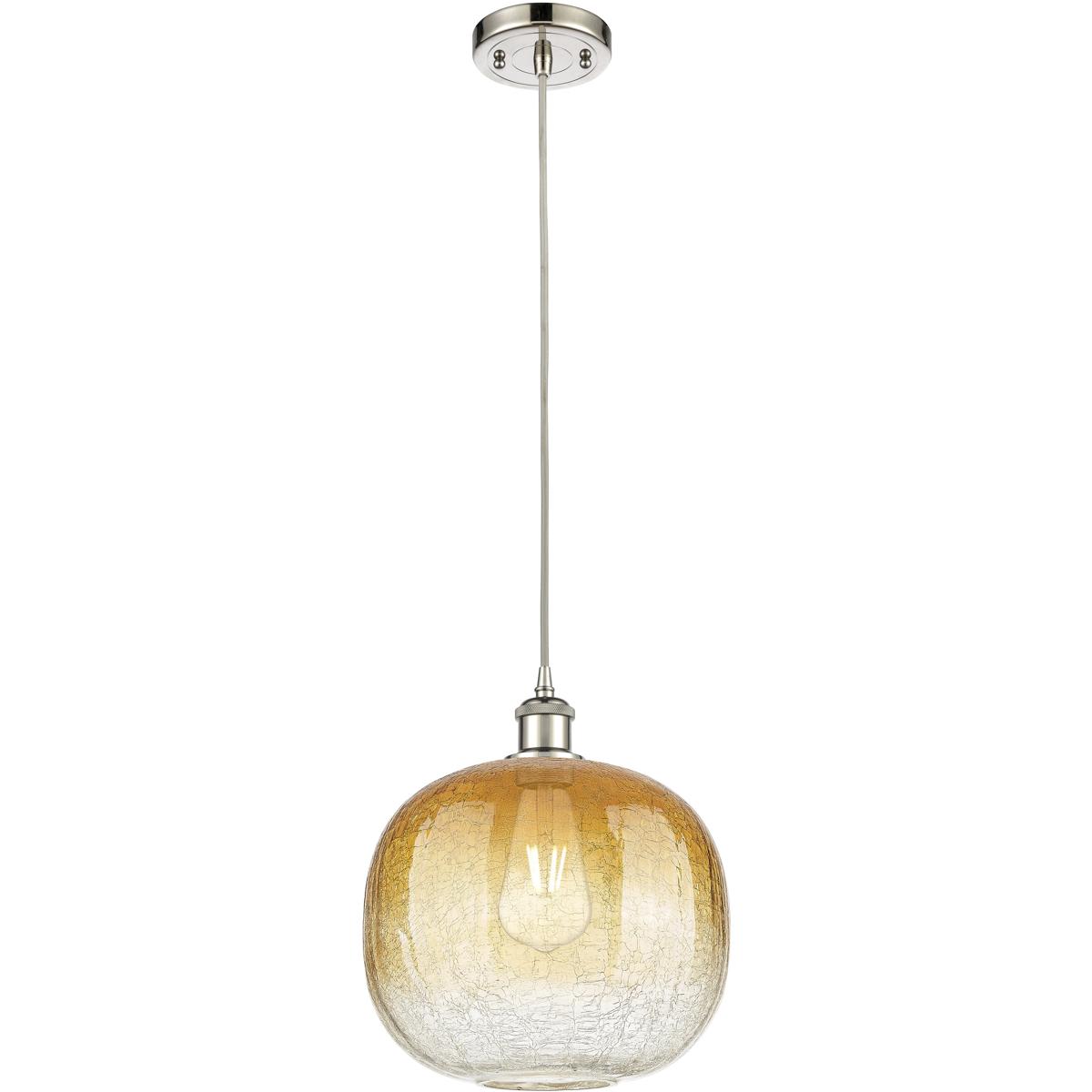 Innovations Lighting 516-1P-PN-G481-10AM Ballston Brookhaven Sphere 1 Light 10.5 inch Polished Nickel Mini Pendant Ceiling Light in Amber Glass
