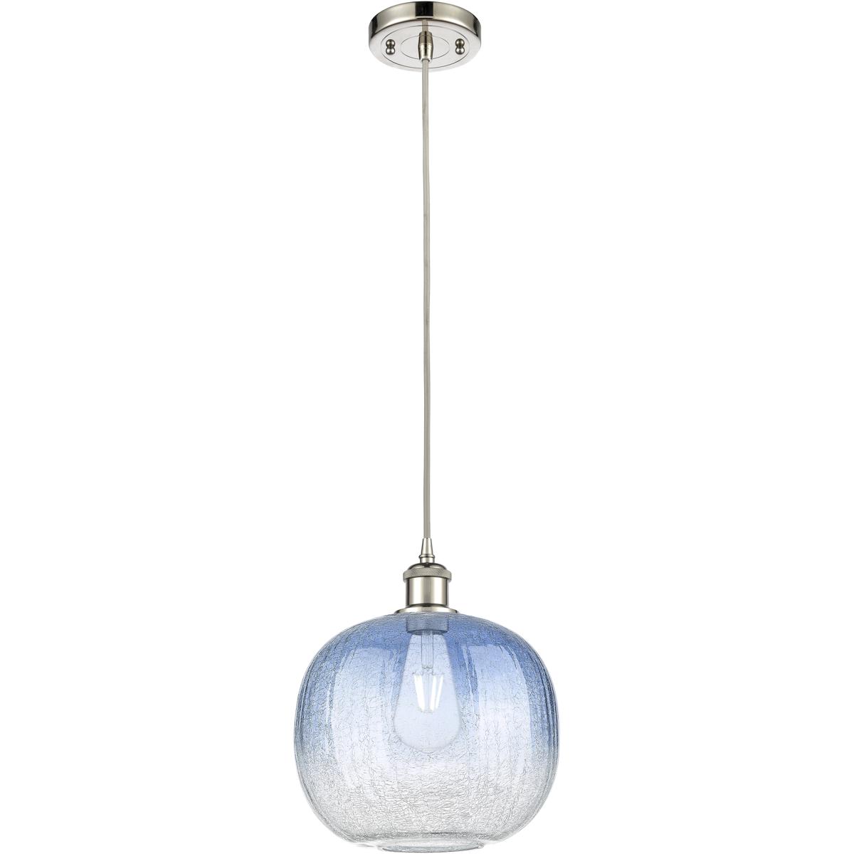 Innovations Lighting 516-1P-PN-G481-10SB Ballston Brookhaven Sphere 1 Light 10.5 inch Polished Nickel Mini Pendant Ceiling Light in Sapphire Blue Glas