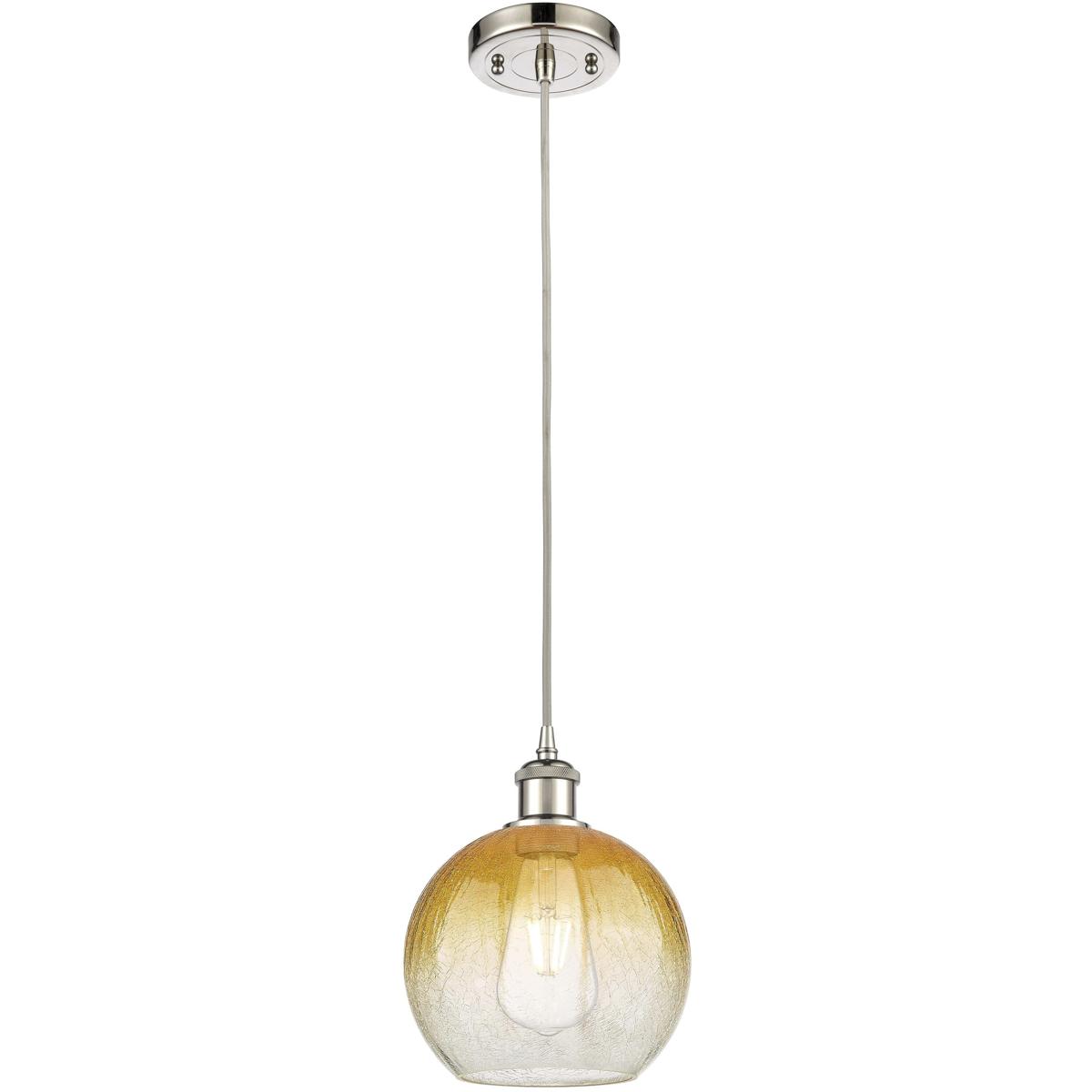 Innovations Lighting 516-1P-PN-G483-8AM Ballston Brookhaven Globe 1 Light 7.88 inch Polished Nickel Mini Pendant Ceiling Light in Amber Glass