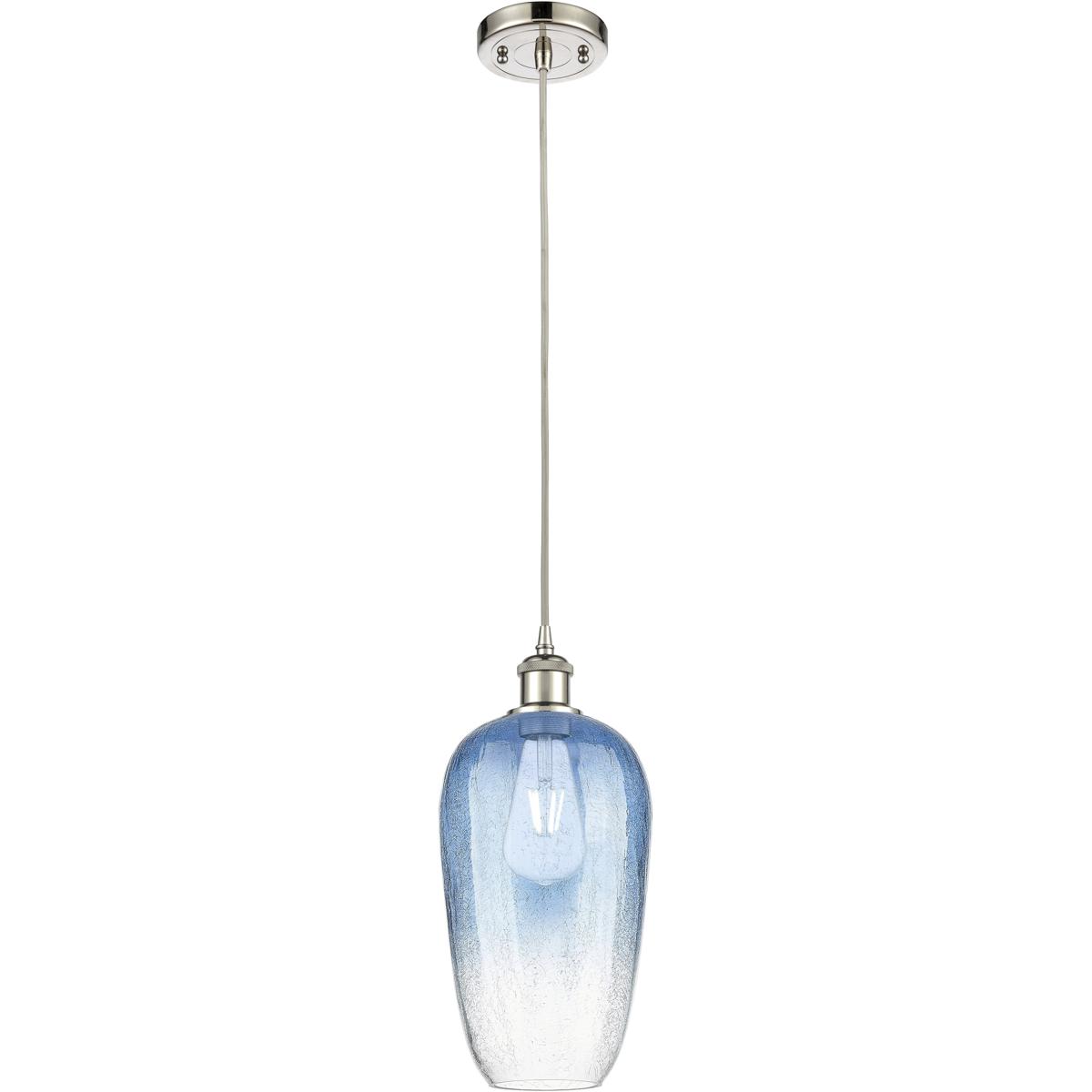 Innovations Lighting 516-1P-PN-G484-7SB Ballston Brookhaven Flute 1 Light 7 inch Polished Nickel Mini Pendant Ceiling Light in Sapphire Blue Glass