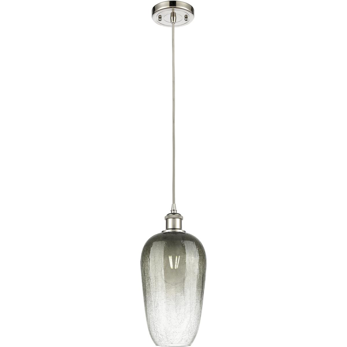Innovations Lighting 516-1P-PN-G484-7SL Ballston Brookhaven Flute 1 Light 7 inch Polished Nickel Mini Pendant Ceiling Light in Slate Glass