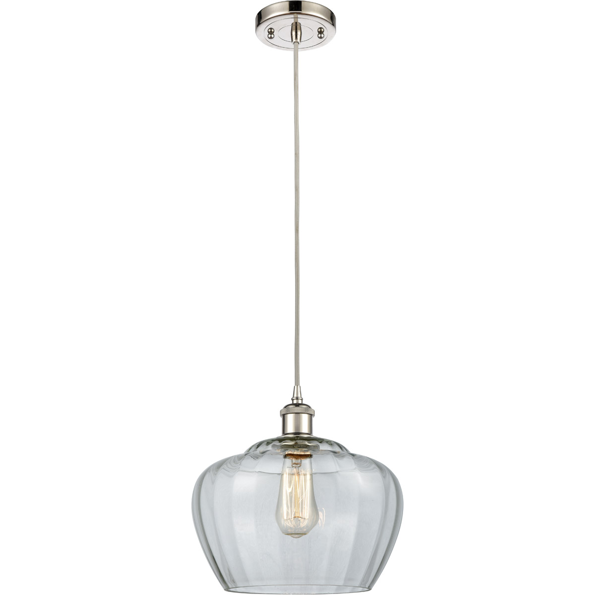 Innovations Lighting 516-1P-PN-G92-L-LED Ballston Large Fenton LED 11 inch Polished Nickel Mini Pendant Ceiling Light in Clear Glass, Ballston