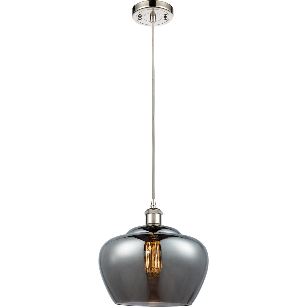 Innovations Lighting 516-1P-PN-G93-L Ballston Large Fenton 1 Light 11 inch Polished Nickel Mini Pendant Ceiling Light in Plated Smoke Glass, Ballston