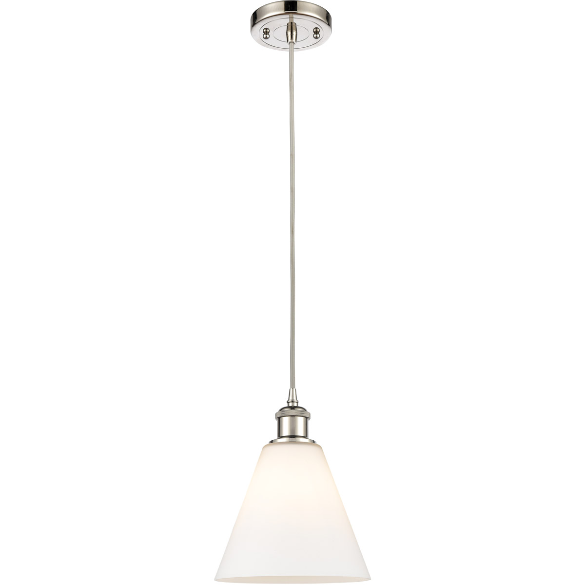 Innovations Lighting 516-1P-PN-GBC-81 Ballston Cone 1 Light 8 inch Polished Nickel Mini Pendant Ceiling Light in Matte White Glass