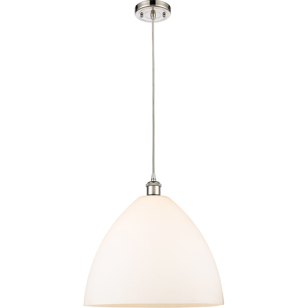 Innovations Lighting 516-1P-PN-GBD-161-LED Ballston Dome LED 16 inch Polished Nickel Pendant Ceiling Light in Matte White Glass, Black Textured