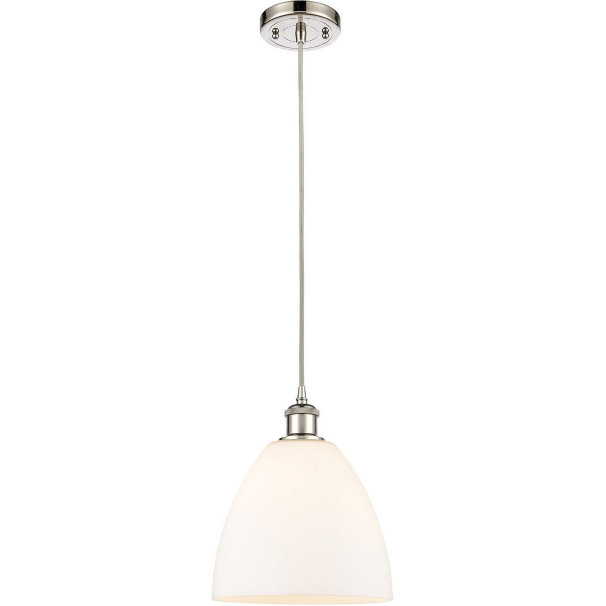 Innovations Lighting 516-1P-PN-GBD-91-LED Ballston Dome LED 9 inch Polished Nickel Mini Pendant Ceiling Light in Matte White Glass, Black Textured