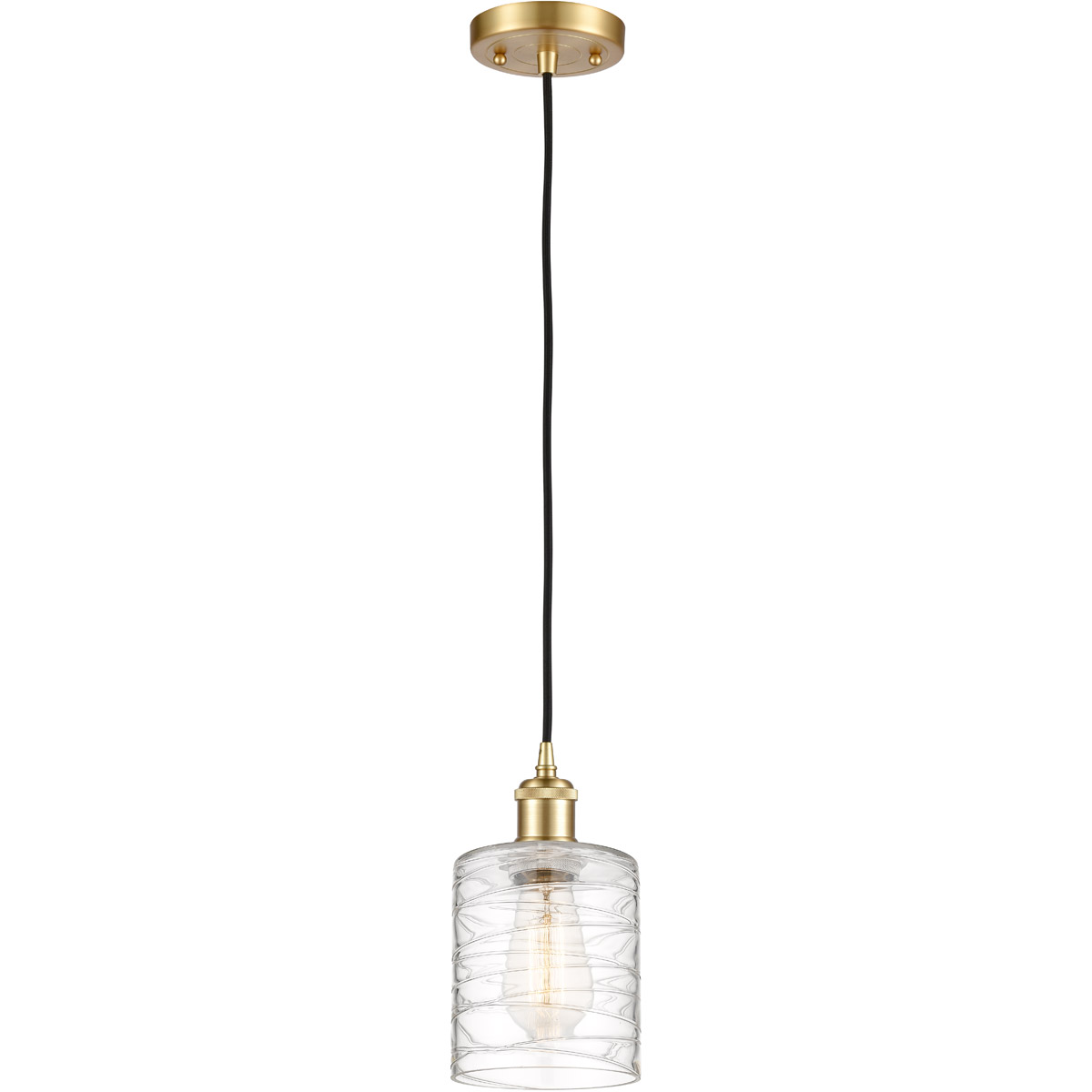 Innovations Lighting 516-1P-SG-G1113-LED Ballston Cobbleskill LED 5 inch Satin Gold Mini Pendant Ceiling Light