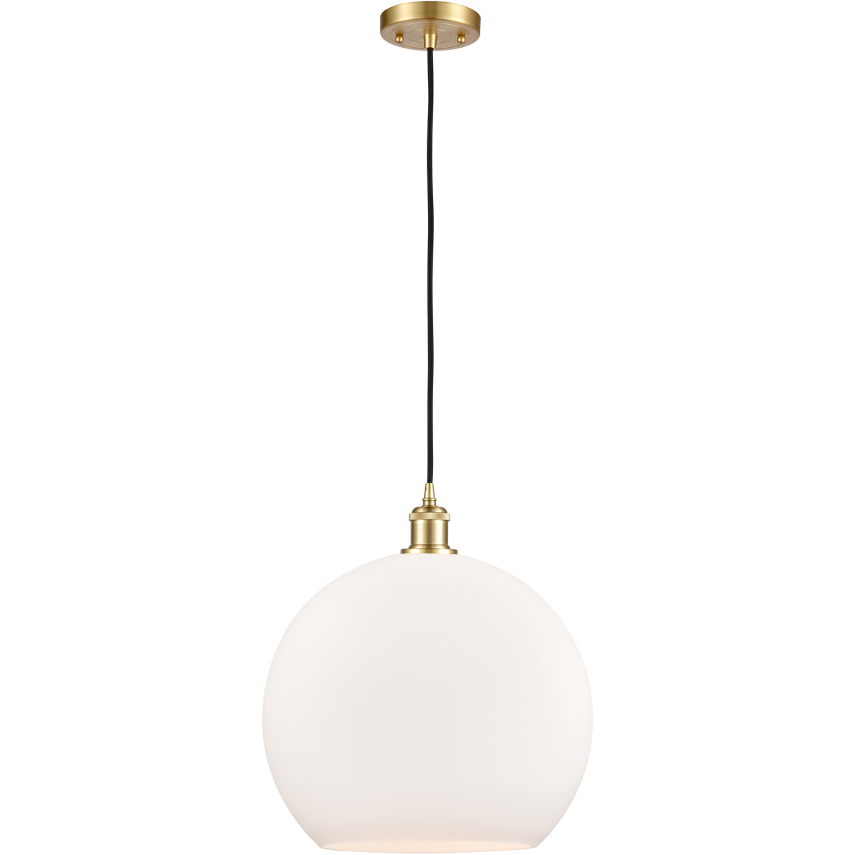 Innovations Lighting 516-1P-SG-G121-14-LED Ballston Athens LED 13.75 inch Satin Gold Pendant Ceiling Light in Matte White Glass, Black Textured