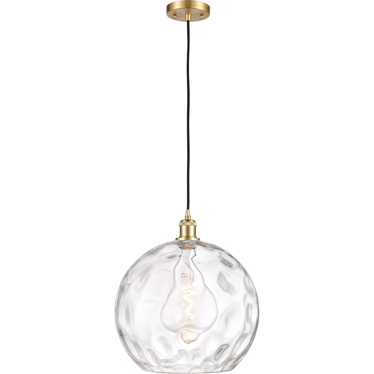 Innovations Lighting 516-1P-SG-G1215-14-LED Ballston Athens Water Glass LED 13.75 inch Satin Gold Pendant Ceiling Light