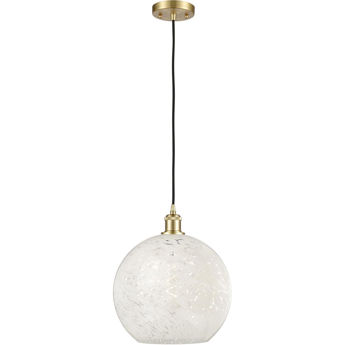 Innovations Lighting 516-1P-SG-G1216-12WM Ballston White Mouchette 1 Light 12 inch Satin Gold Cord Hung Pendant Ceiling Light