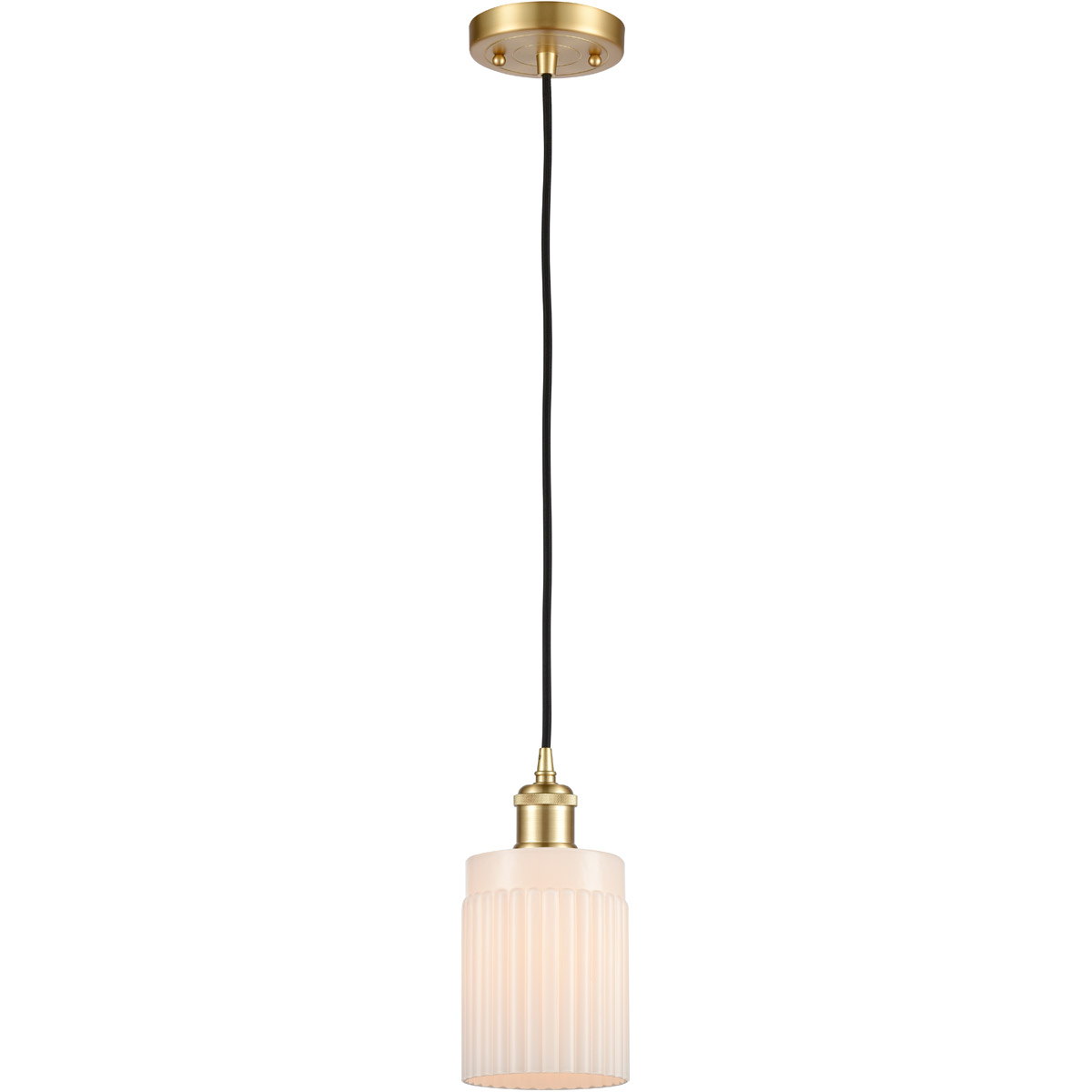 Innovations Lighting 516-1P-SG-G341-LED Ballston Hadley LED 4.5 inch Satin Gold Mini Pendant Ceiling Light in Matte White Glass, Black Textured, Balls